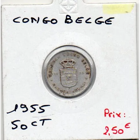 Congo Belge Ruanda-Urundi 50 centimes 1955 TTB, KM 2 pièce de monnaie