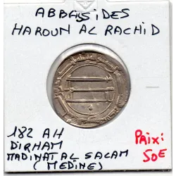 Abbasside Haroun Al-Rashid Dirham 182 AH Madinat al-Salam Sup