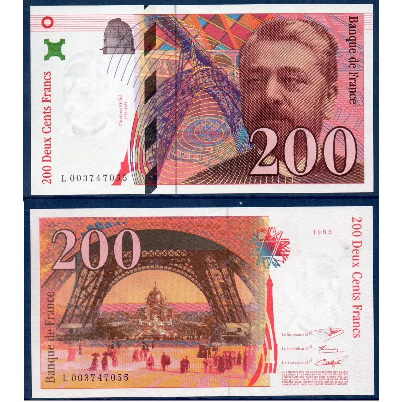 200 Francs Eiffel SPL 1995 Billet de la banque de France 200 Francs Eiffel SPL 1995 Billet de la banque de France