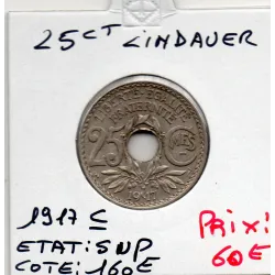25 centimes Lindauer 1917 C souligné Sup-
