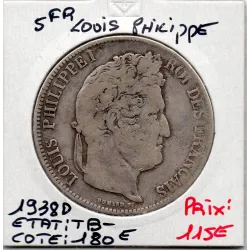 5 francs Louis Philippe 1838 D Lyon TB-