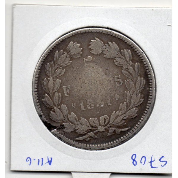 5 francs Louis Philippe 1831 Q perpignan tranche en creux TB