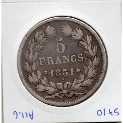 5 francs Louis Philippe 1831 K Bordeaux tranche en creux TB-