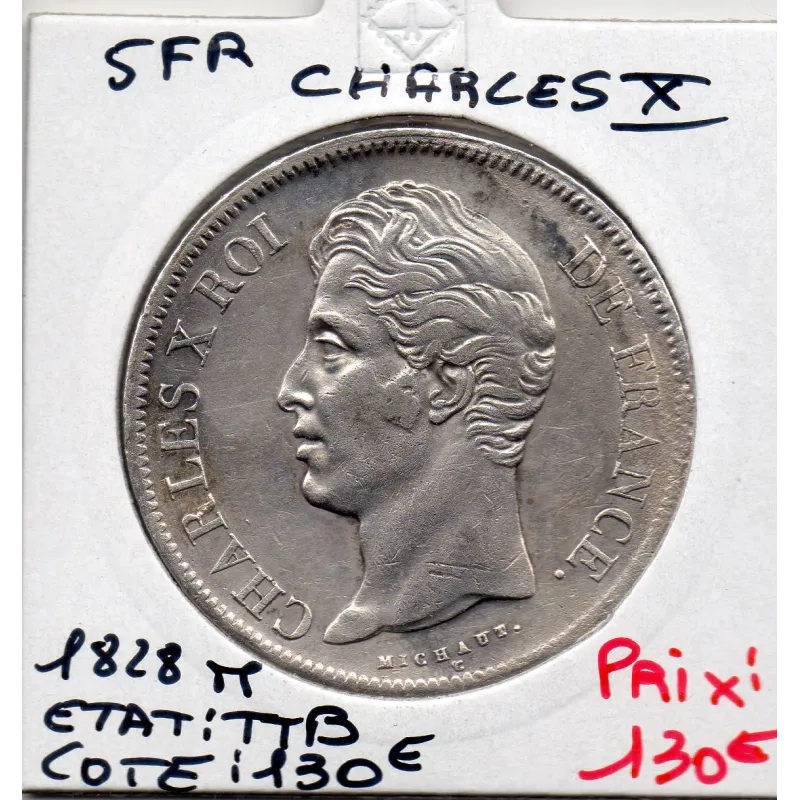 5 francs Charles X 1828 M Toulouse TTB 5 francs Charles X 1828 M Toulouse TTB