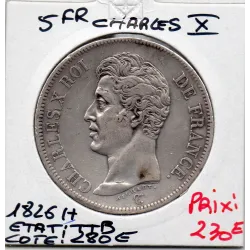 5 francs Charles X 1826 H La rochelle TTB