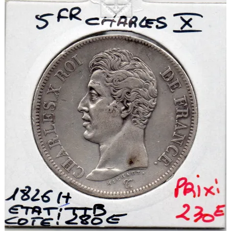 5 francs Charles X 1826 H La rochelle TTB