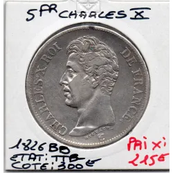 5 francs Charles X 1826 BB Strasbourg TTB-