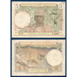 AOF P.25a, TB Billet de 5 Francs CFA 22.4.1942 Tisseur