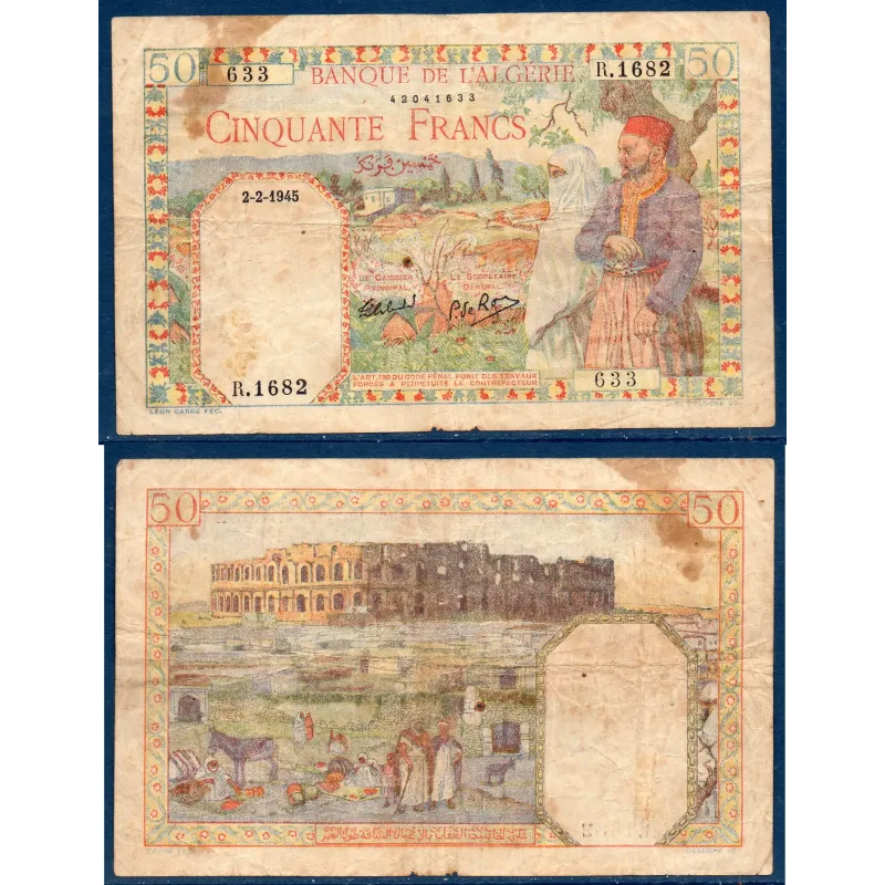 Algérie P.87, B Billet de 50 Francs 25.7.1942 amphithéare El-DjEm