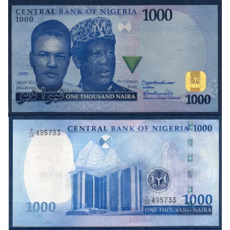Nigeria P.49d, TTB Billet de 1000 Naira 2025 Mai-Bornu et Isong