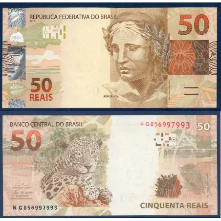 Bresil P.256i, neuf Billet de 50 reais 2010 Ocre