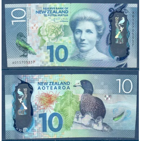 Nouvelle Zelande P.192, TTB courbé Billet de 10 Dollars 2015 Kate Sheppard
