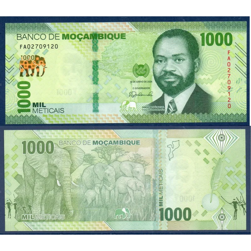 Mozambique P.160, Neuf, Billet de 1000 meticais 2024 Elephants Mozambique P.160, Neuf, Billet de 1000 meticais 2024 Elephants