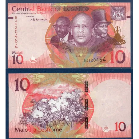 Lesotho P.26, neuf Billet de 10 Maloti 2021 3 rois modifié