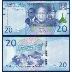 Lesotho P.27, neuf Billet de 20 Maloti 2021 3 rois modifié