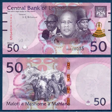 Lesotho P.28, Neuf, Billet de 50 Maloti 2010 3 rois modifié