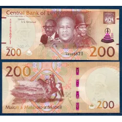 Lesotho P.30 neuf Billet de 200 Maloti 2021 3 rois modifié
