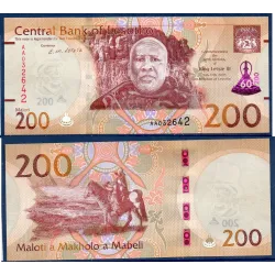Lesotho P.31 neuf Billet de 200 Maloti 2023 60 ans Letsie III