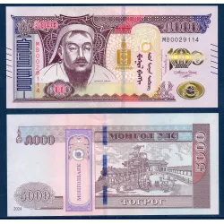 Mongolie P.80, neuf Billet de 5000 Togrog 2024 100 ans système bancaire