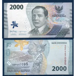 Indonésie P.163b, Neuf Billet de 2000 Rupiah 2023 Mohammad Hoesni Thamrin