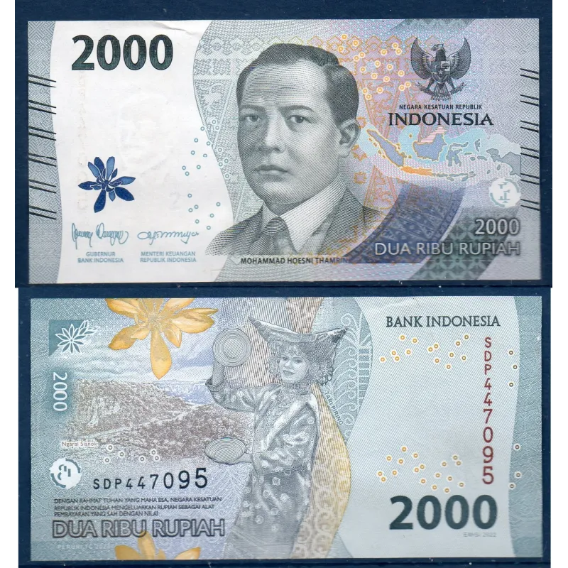 Indonésie P.163b, Neuf Billet de 2000 Rupiah 2023 Mohammad Hoesni Thamrin