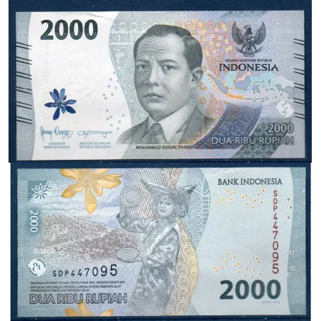 Indonésie P.163b, Neuf Billet de 2000 Rupiah 2023 Mohammad Hoesni Thamrin