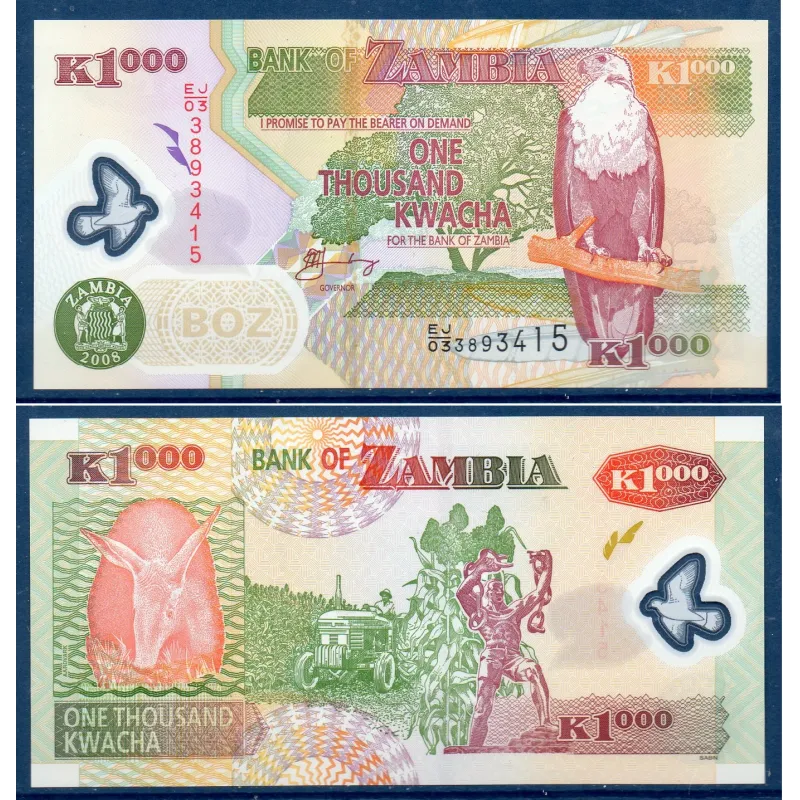 Zambie Pick N°44f neuf, Billet  de 1000 Kwacha 2008
