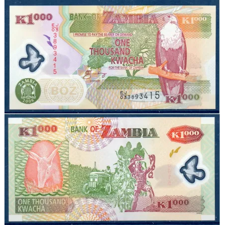 Zambie Pick N°44f neuf, Billet  de 1000 Kwacha 2008