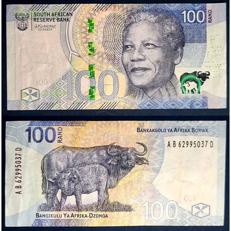 Afrique du sud P.151a, TTB, Billet de 100 rand 2023 Mandela Buffle Afrique du sud P.151a, TTB, Billet de 100 rand 2023 Mandela Buffle