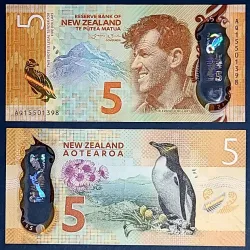 Nouvelle Zelande P.191, Sup Billet de 5 Dollars 2015 Edmund Hillary