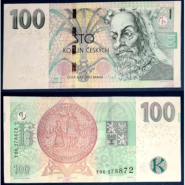 Republique Tchèque P.18g, TTB Billet de 100 Korun 2018 Karel IV