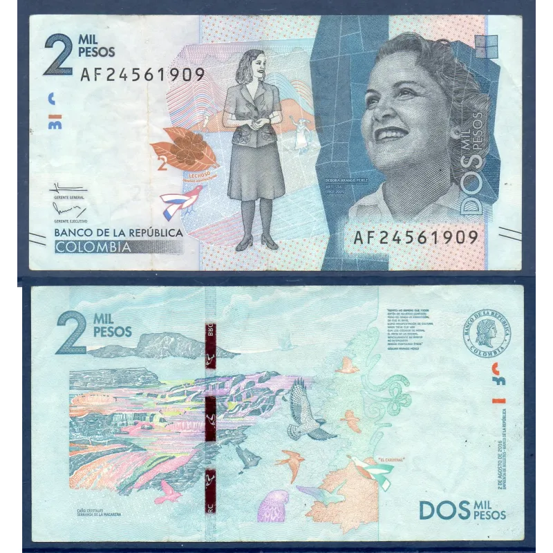 Colombie P.458b, TTB Billet de 2000 Pesos 2017 Débora Arango Pérez