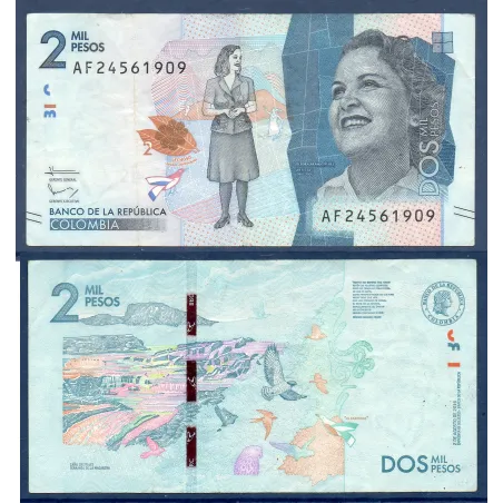 Colombie P.458b, TTB Billet de 2000 Pesos 2017 Débora Arango Pérez