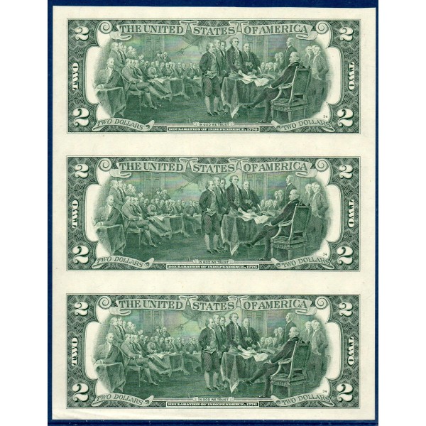 Etats Unis P.538 Neuf Dallas FW, 3 Billet uncut de 2 Dollars 2013 série K