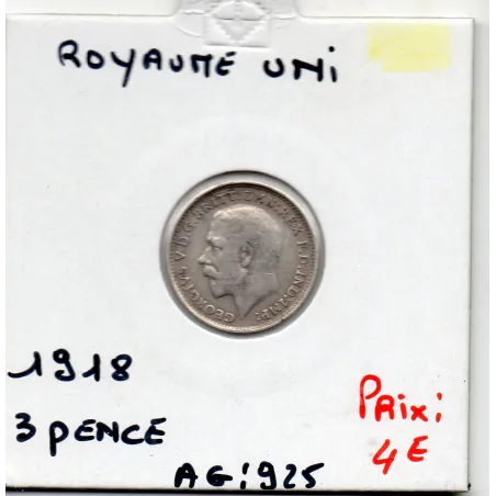 Grande Bretagne 3 pence 1918 TTB, KM 813 pièce de monnaie