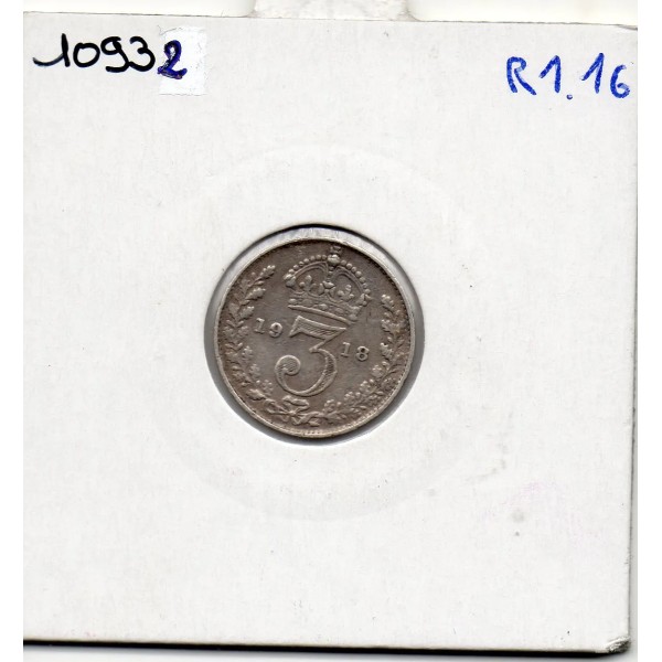 Grande Bretagne 3 pence 1918 TTB, KM 813 pièce de monnaie