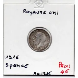 Grande Bretagne 3 pence 1916 TB, KM 813 pièce de monnaie