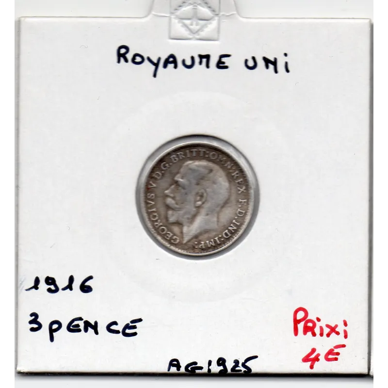 Grande Bretagne 3 pence 1916 TB, KM 813 pièce de monnaie