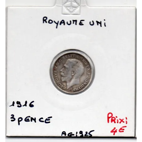 Grande Bretagne 3 pence 1916 TB, KM 813 pièce de monnaie