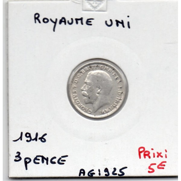 Grande Bretagne 3 pence 1916 TTB, KM 813 pièce de monnaie