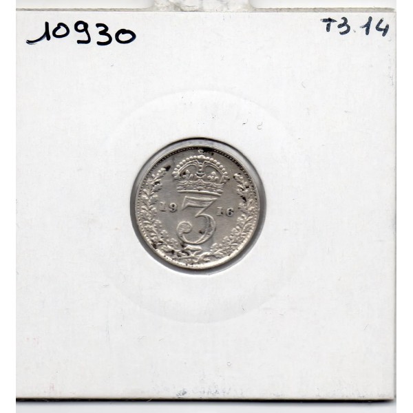 Grande Bretagne 3 pence 1916 TTB, KM 813 pièce de monnaie