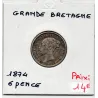 Grande Bretagne 6 pence 1874 TB, KM 751 pièce de monnaie