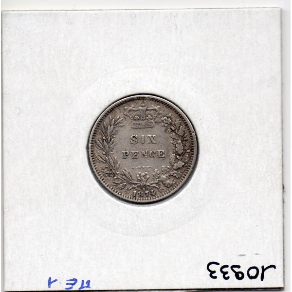 Grande Bretagne 6 pence 1874 TB, KM 751 pièce de monnaie