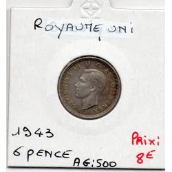 Grande Bretagne 6 pence 1943 Sup, KM 852 pièce de monnaie
