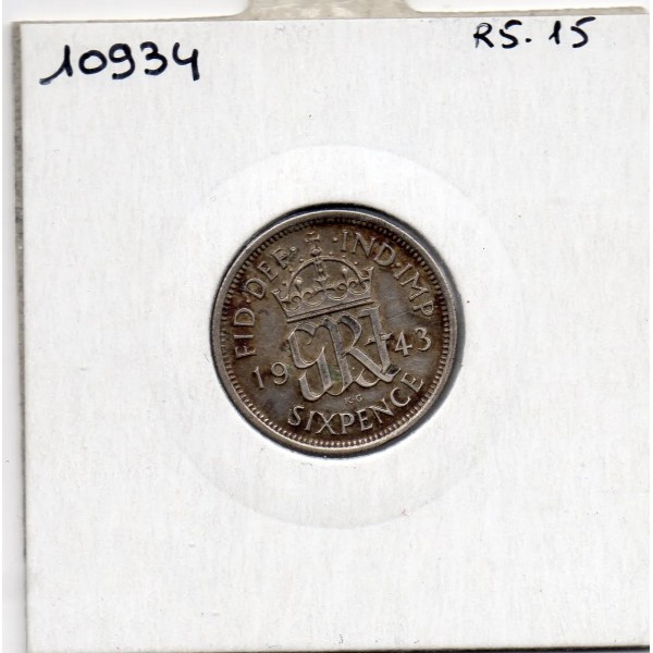 Grande Bretagne 6 pence 1943 Sup, KM 852 pièce de monnaie