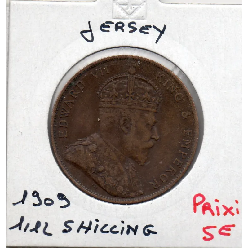 Jersey 1/12 Shilling 1909 TTB-, KM 10 pièce de monnaie Jersey 1/12 Shilling 1909 TTB-, KM 10 pièce de monnaie