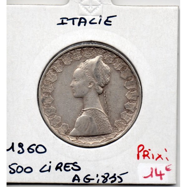 Italie 500 Lire 1960 Sup-,  KM 98 pièce de monnaie