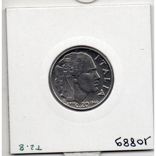 Italie 20 centesimi 1940 Non Magnétique striée Sup,  KM 75d pièce de monnaie
