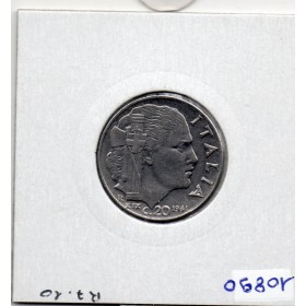 Italie 20 centesimi 1941 Magnétique striée Sup,  KM 75b pièce de monnaie