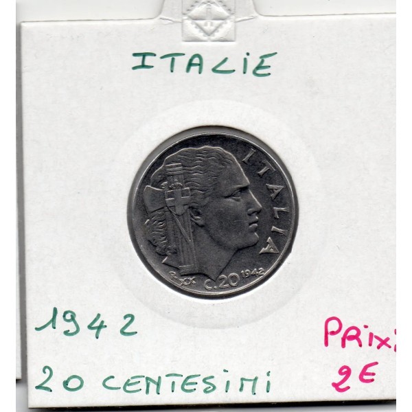 Italie 20 centesimi 1942 Magnétique striée Sup,  KM 75b pièce de monnaie